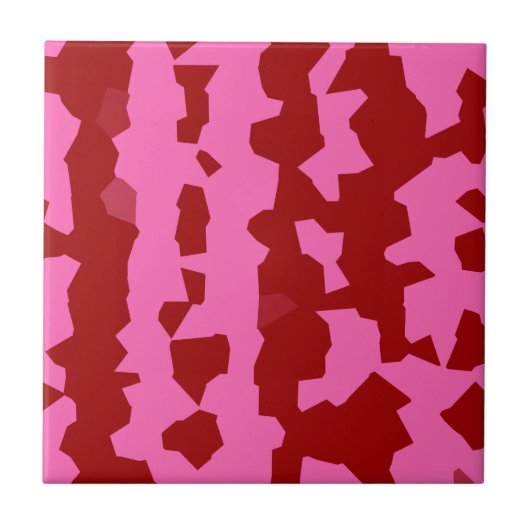 Roze Maroon Rood Onregelmatig Abstract Ontwerp  Tegeltje (Voorkant)