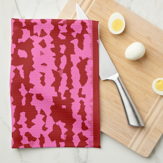 Roze Maroon Rood Onregelmatig Abstract Ontwerp  Theedoek (Quarter Fold)
