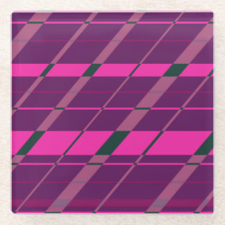Roze Maroon Zwart Abstract Geometrisch Fun Funky Glazen Onderzetter