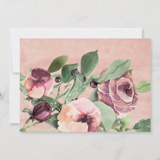 roze marsala floral elegant baptisme kaart (Achterkant)