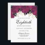 Roze Marsala Flowers 80th Birthday Party Invite Kaart<br><div class="desc">Roze Marsala Flowers 80th Birthday Party Invite Zie passend collectie in Niche en Nest Store</div>
