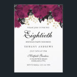Roze Marsala Flowers 80th Birthday Party Invite Kaart<br><div class="desc">Roze Marsala Flowers 80th Birthday Party Invite Zie passend collectie in Niche en Nest Store</div>