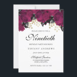 Roze Marsala Flowers 90th Birthday Party Invite Kaart<br><div class="desc">Roze Marsala Flowers 90th Birthday Party Invite Zie passend collectie in Niche en Nest Store</div>