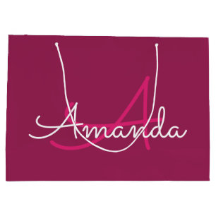 Roze Marsala Monogram Naam Vrijgezellenfeest Groot Cadeauzakje