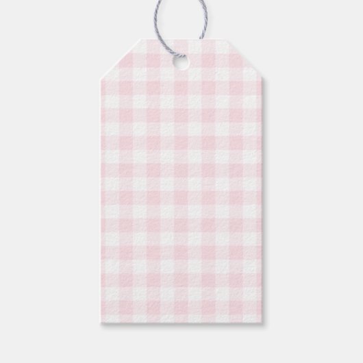Roze Marshmallow Gingham Gift Labels Cadeaulabel (Voorkant)