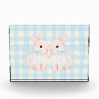 Roze Marshmallow Konijn Konijnen Pasen Acryl Kunst Fotoblokken