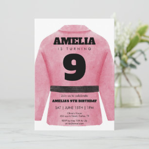 Roze Martial Arts Verjaardagsuitnodiging Meisje Sp Kaart