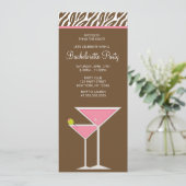 Roze Martini Bachelorette Party Kaart (Staand voorkant)