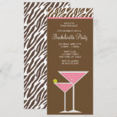Roze Martini Bachelorette Party Kaart (Voorkant / Achterkant)