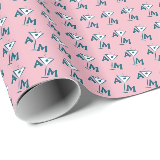 Roze Martini -  cadeautje Cadeaupapier (Rol Hoek)