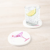 Roze Martini Coaster Zandsteen Onderzetter (Zijkant)