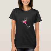 Roze Martini Cocktail Bartender T-shirt (Voorkant)