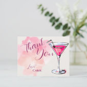 Roze Martini Cocktail Party Hartelijk dank Briefkaart (Staand voorkant)