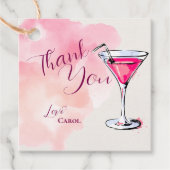 Roze Martini Cocktail Verjaardag Bedankt Gift Bedankjes Labels (Voorkant)