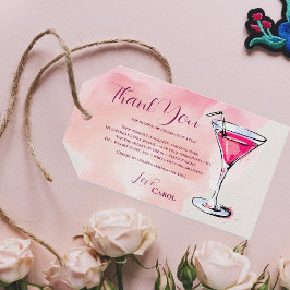 Roze Martini Cocktail Verjaardagsgunst Bedankt Cadeaulabel