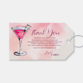 Roze Martini Cocktail Verjaardagsgunst Bedankt Cadeaulabel (Voorkant (Horizontaal))