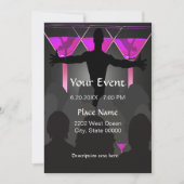 Roze Martini Dames Night Cocktails Uitnodiging (Voorkant)