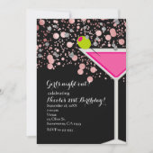 Roze Martini-drank met olijf-confetti-feestje Kaart (Voorkant)