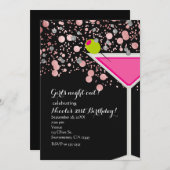 Roze Martini-drank met olijf-confetti-feestje Kaart (Voorkant / Achterkant)