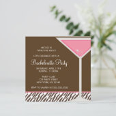 Roze Martini en Brown Zebra Pattern Kaart (Staand voorkant)