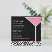 Roze Martini en Zebra Pattern Kaart (Staand voorkant)