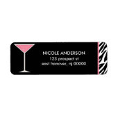 Roze Martini glas en diamanten ring Etiket (Voorkant)