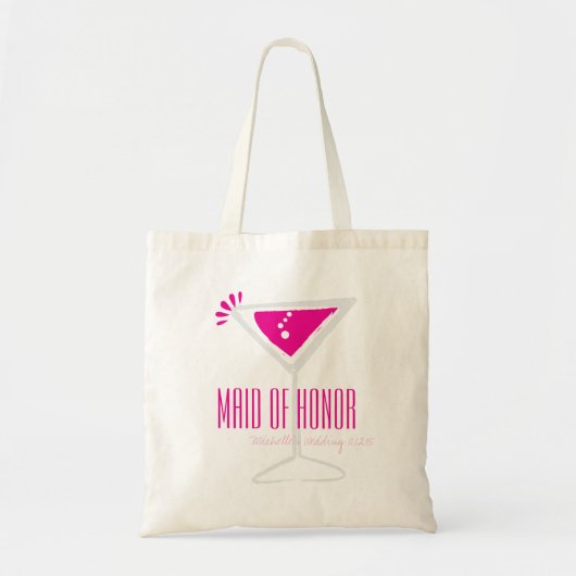 Roze Martini glas Maid of Honor Canvas tas (Voorkant)