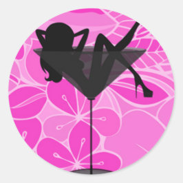 Roze martini glas meisje sticker