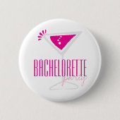 Roze Martini Glass Bachelorette Party Button (Voorkant)