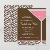 Roze Martini Glass Bachelorette Party Kaart (Voorkant / Achterkant)