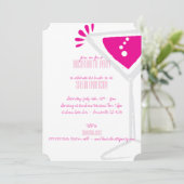 Roze Martini Glass Bachelorette Party Kaart (Staand voorkant)