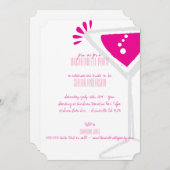 Roze Martini Glass Bachelorette Party Kaart (Voorkant / Achterkant)