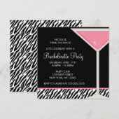 Roze Martini Glass Bachelorette Party Kaart (Voorkant / Achterkant)