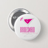 Roze Martini Glass Bridesmaid Button (Voorkant /achterkant)