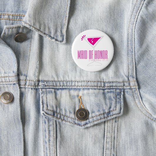 Roze Martini Glass Maid of Honor Button (In situ)