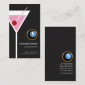 Roze Martini Glass Olive Professional Bartender Visitekaartje (Voorkant / Achterkant)