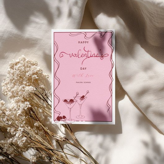 Roze Martini Glazen – Valentijnsdagfeest  Feestdagenkaart