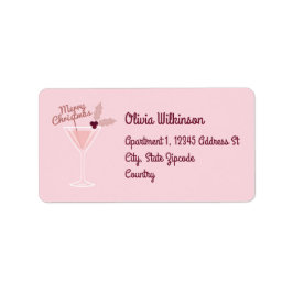 Roze Martini Kerstmis Etiket