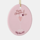 Roze Martini Kerstmis Keramisch Ornament (Rechts)