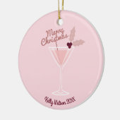 Roze Martini Kerstmis Keramisch Ornament (Links)