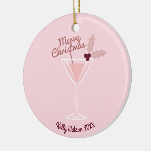 Roze Martini Kerstmis Keramisch Ornament (Links)