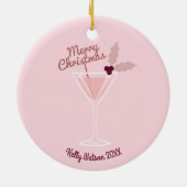 Roze Martini Kerstmis Keramisch Ornament (Achterkant)