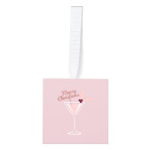 Roze Martini Kerstmis Kubus Ornament (Voorkant)