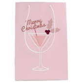Roze Martini Kerstmis Medium Cadeauzakje (Voorkant)
