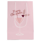 Roze Martini Kerstmis Medium Cadeauzakje (Achterkant)