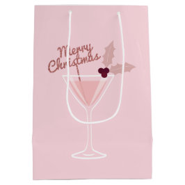 Roze Martini Kerstmis Medium Cadeauzakje
