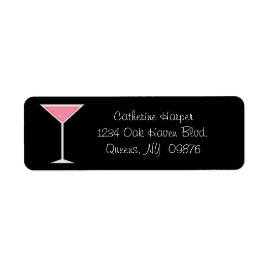 Roze Martini met Verlovingen ringlabel Etiket (Voorkant)