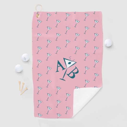Roze Martini Monogram Golfhanddoek (Insitu)