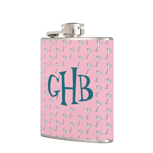 Roze Martini Monogram Heupfles (Links)