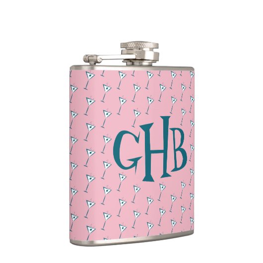 Roze Martini Monogram Heupfles (Rechts)